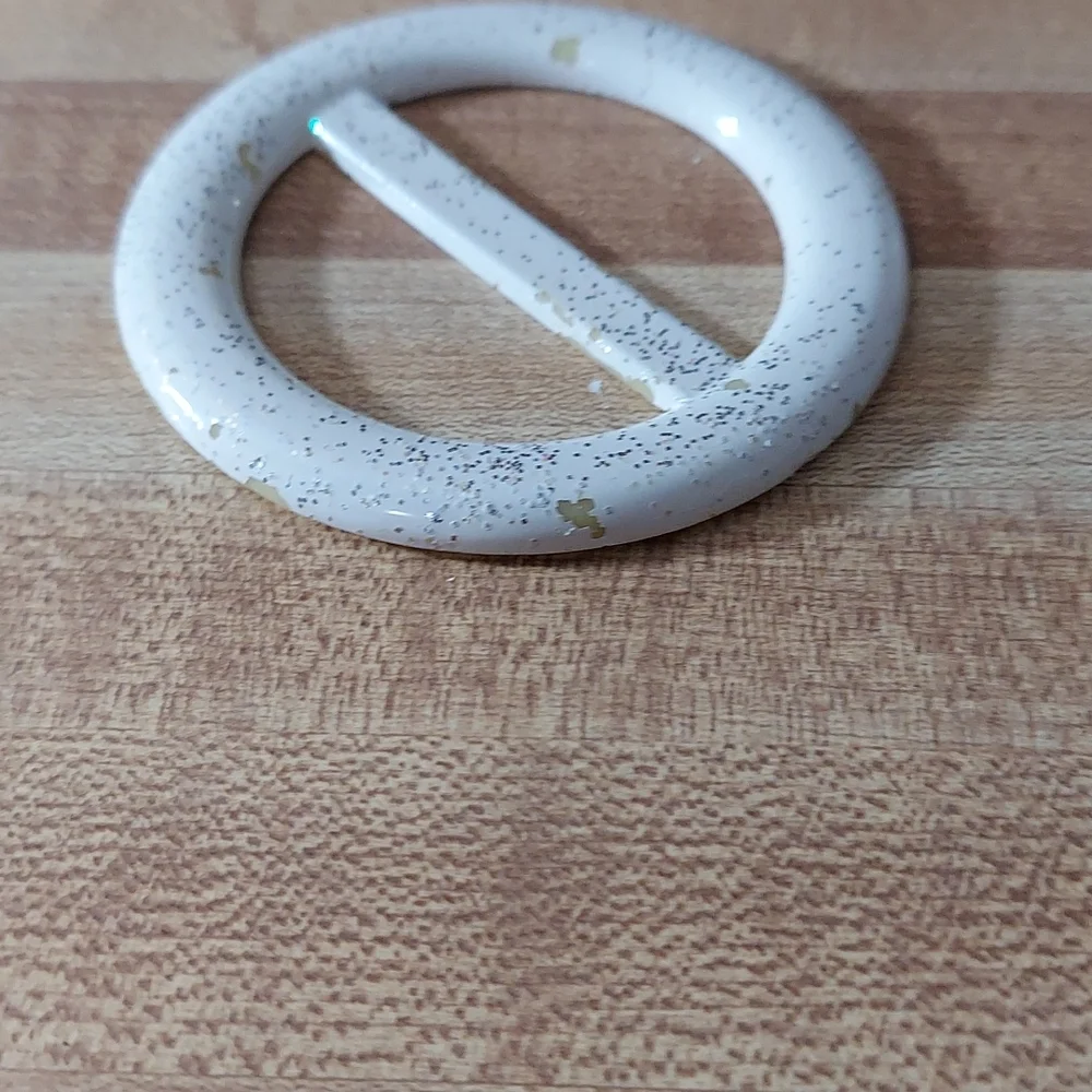 Vintage Ivory & Gold Scarf / T-shirt Slide - Picture 4 of 5